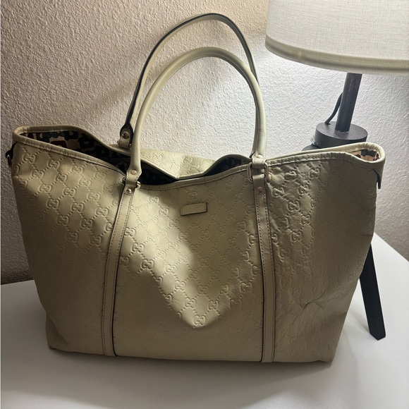 Gucci Cream Embossed Tote